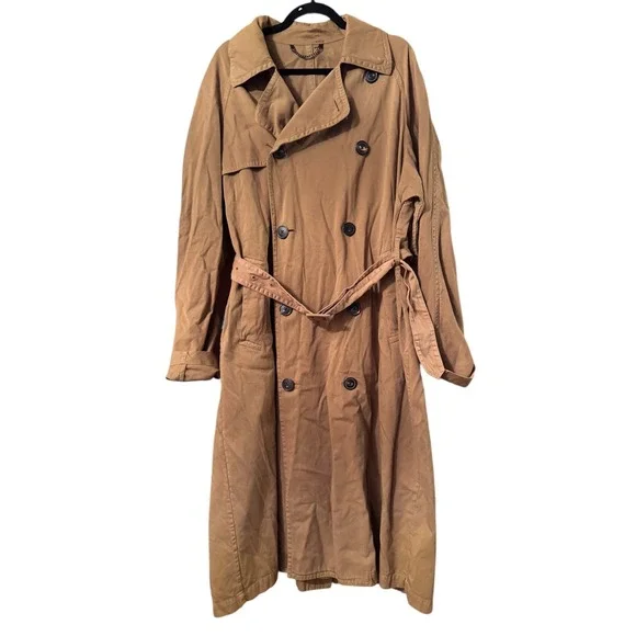 Dries Van Noten Classic Beige Long Trench Coat Double Breasted Belted